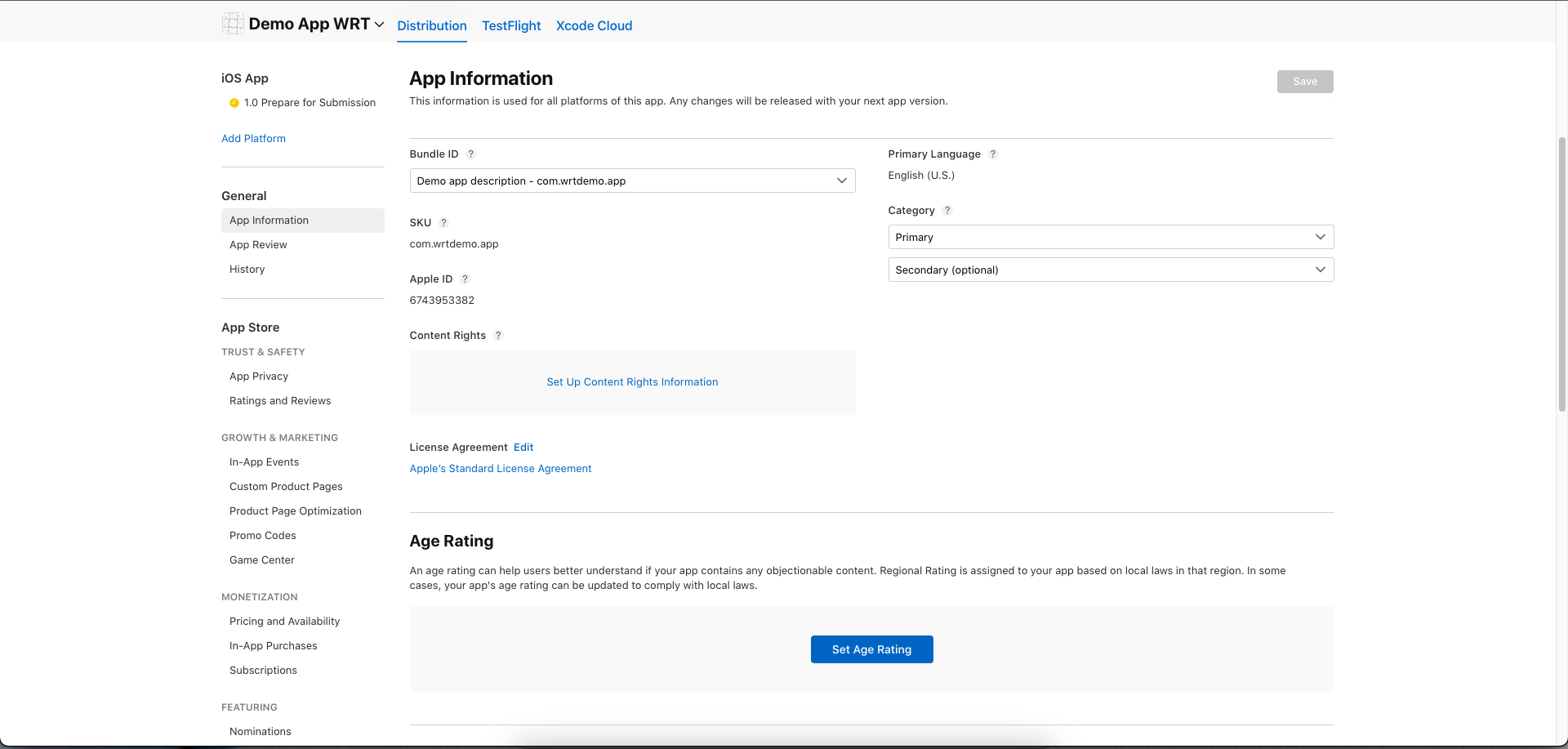App Store Connect Setup