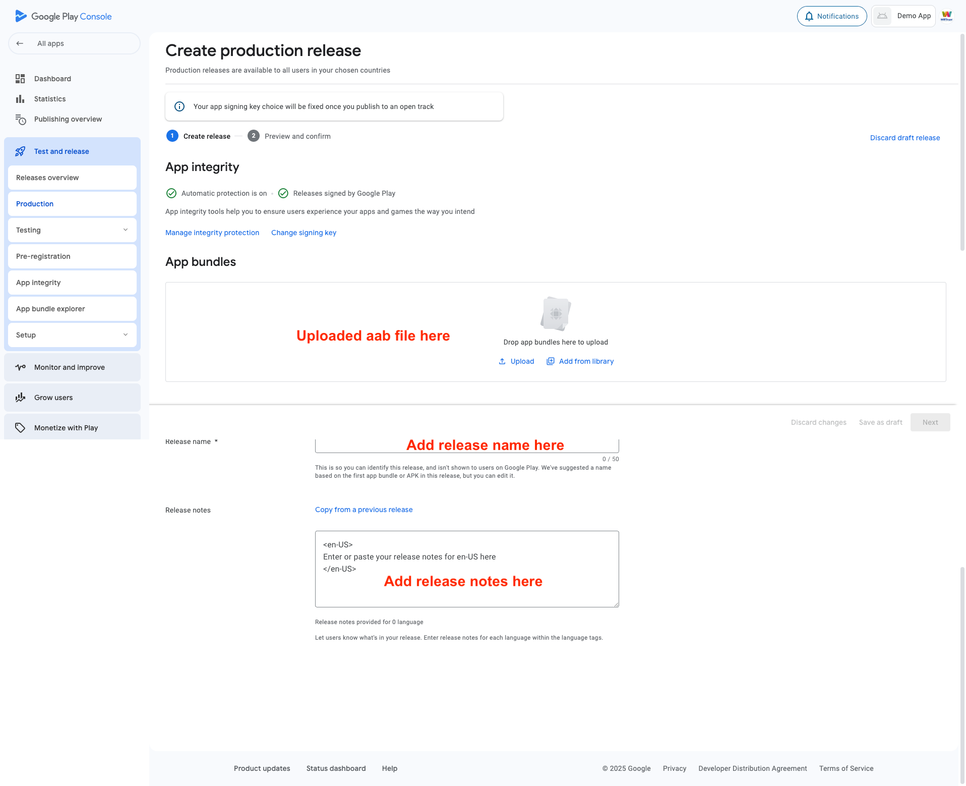 Add Release Details