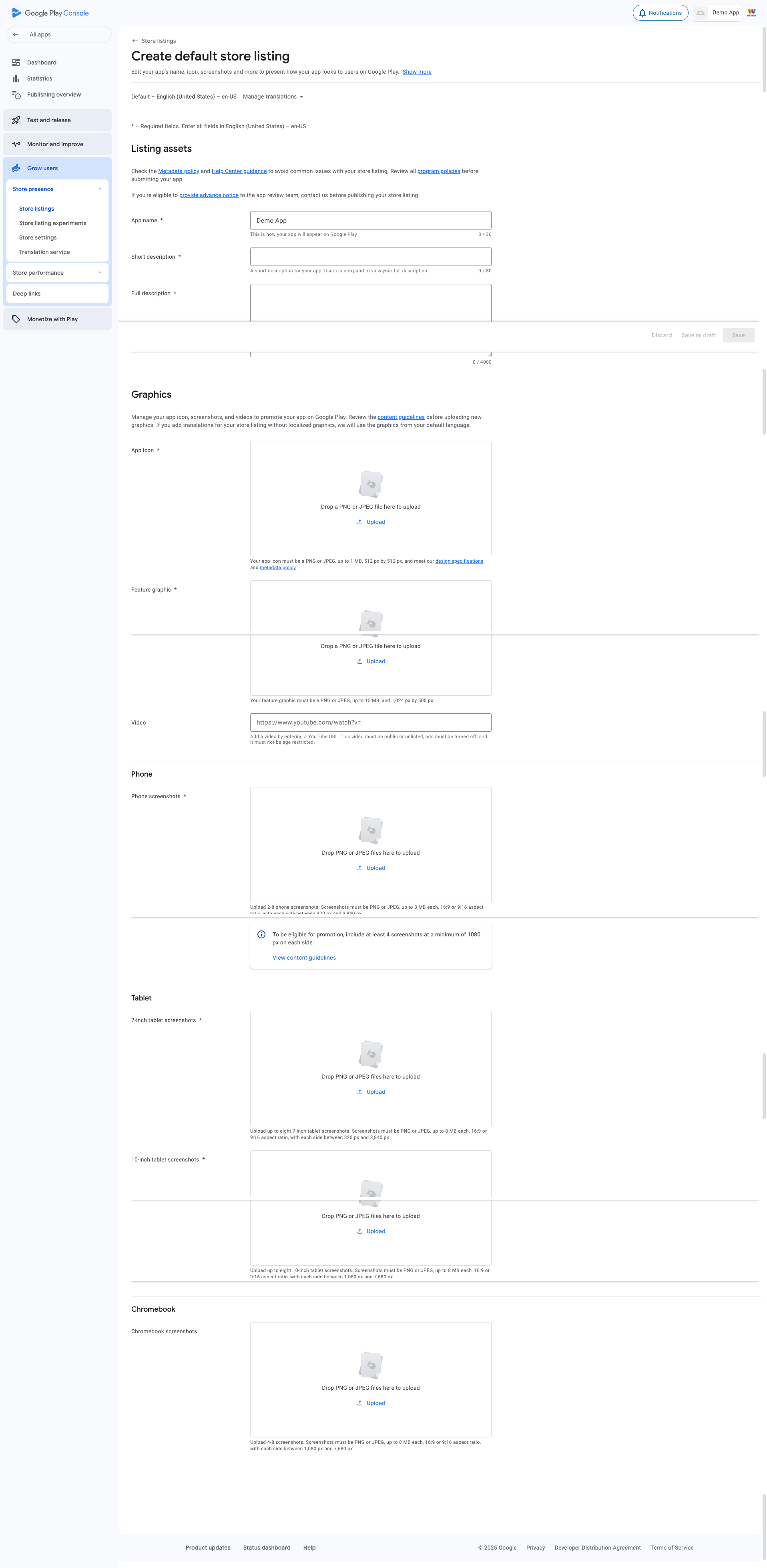 Manage Store Listing