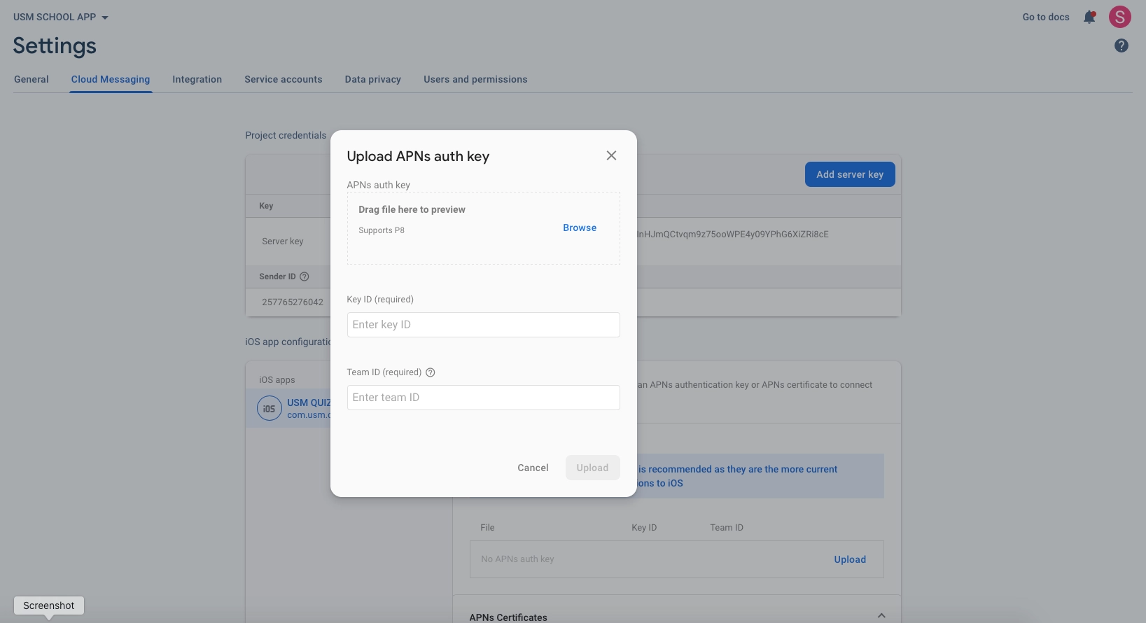 Add P8 in Firebase
