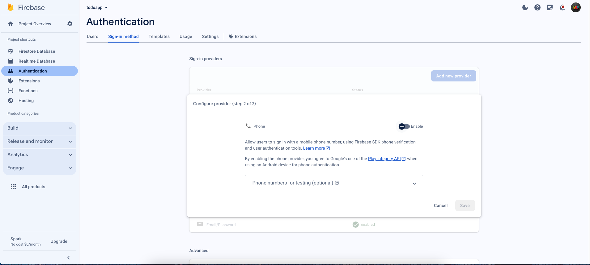 Enable Firebase Auth