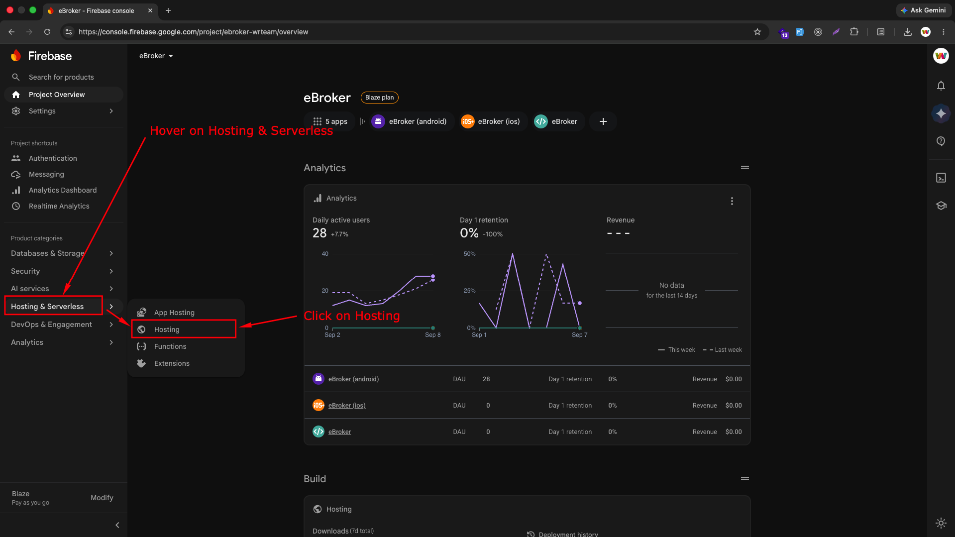 Open Hosting menu