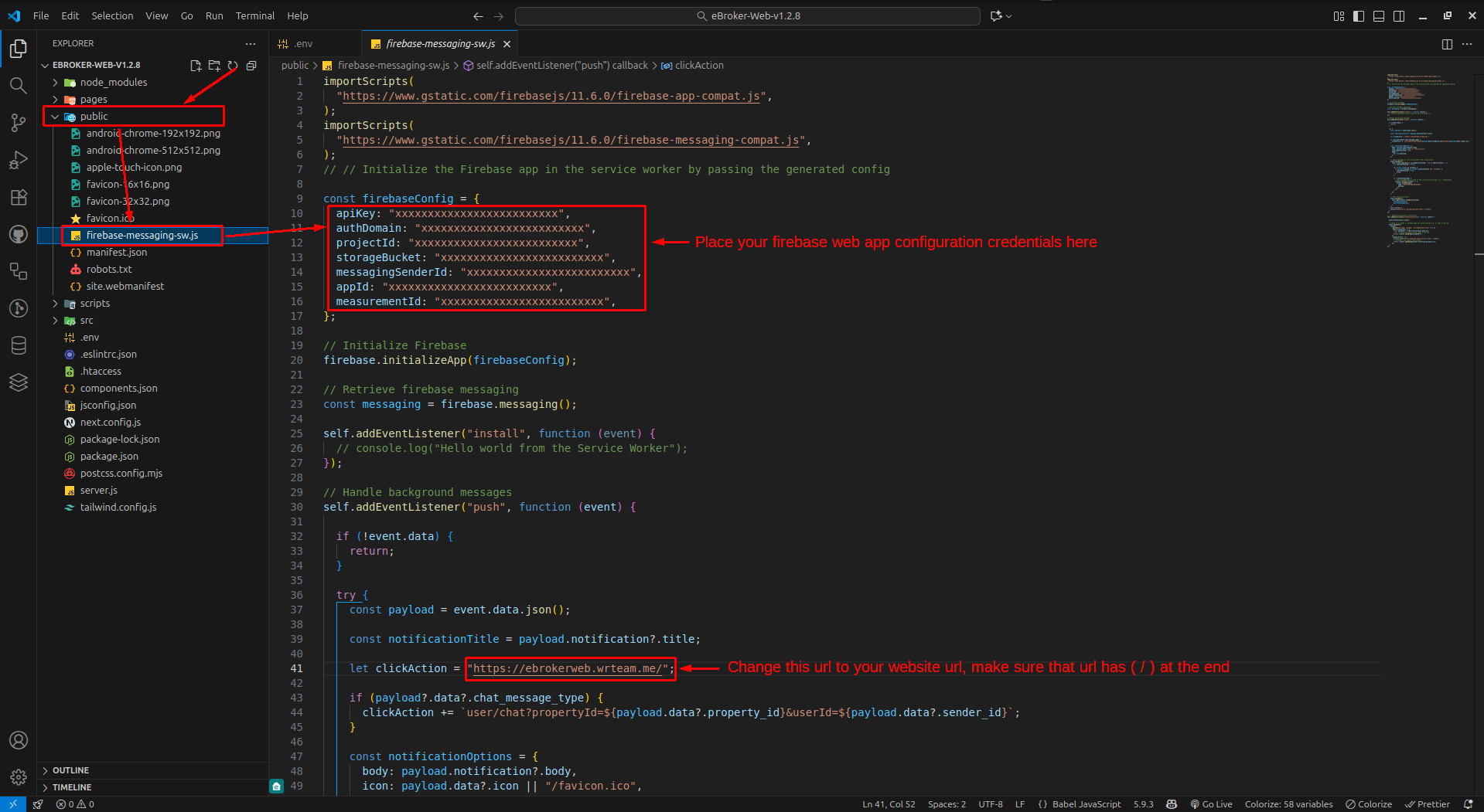 Firebase Service Worker Configuration