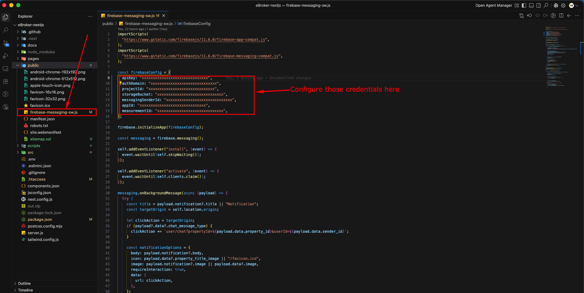 Firebase Service Worker Configuration
