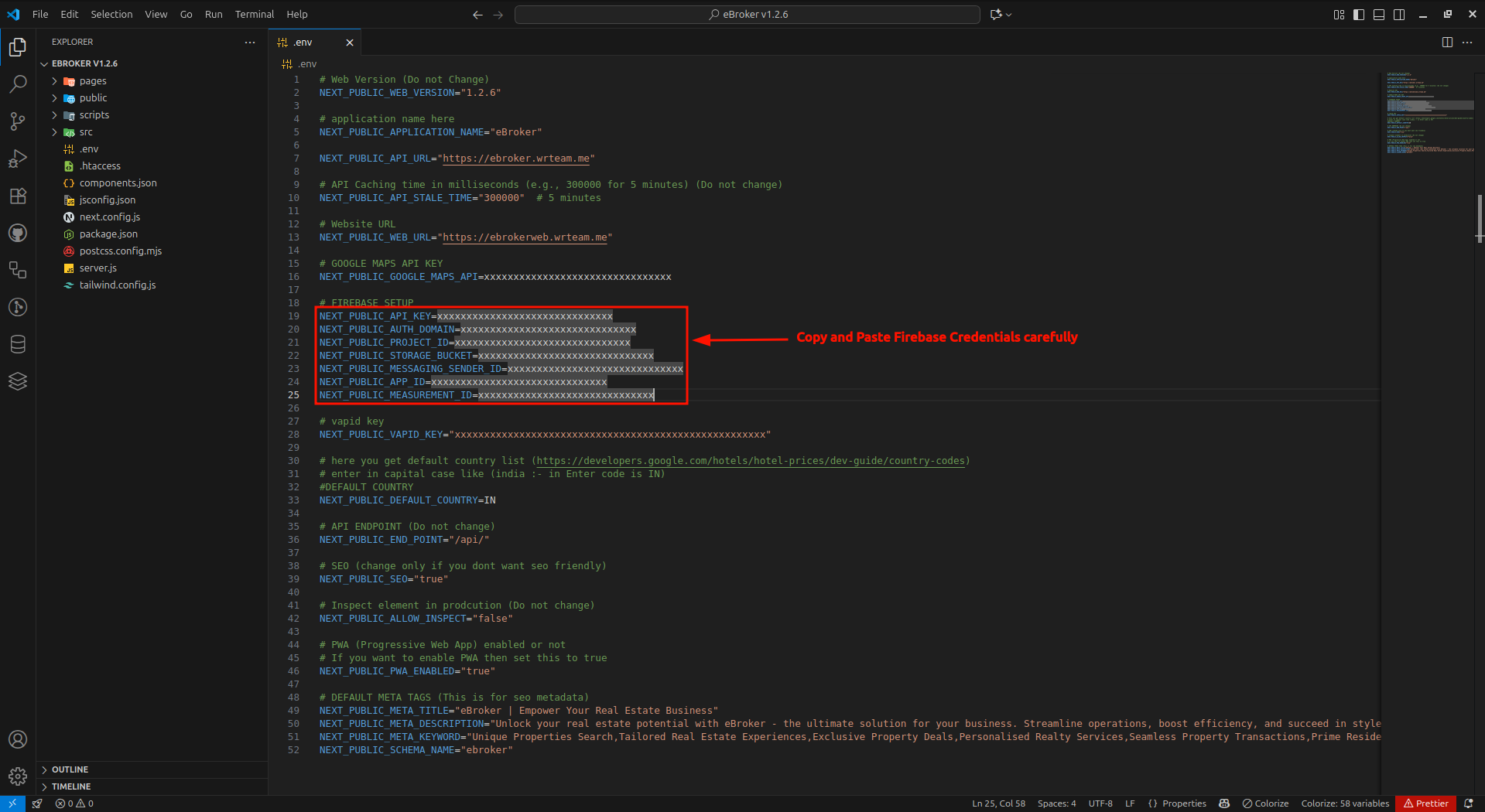 Firebase .env File Configuration Example