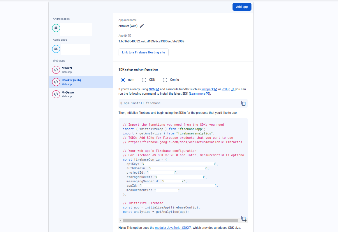 Firebase Settings