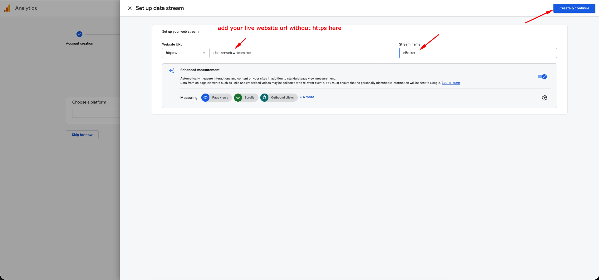 Set Up Data Stream