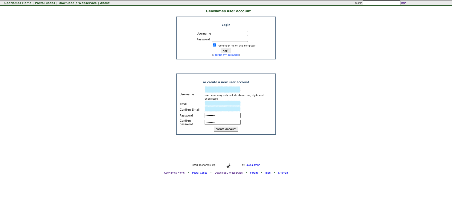 GeoNames Registration