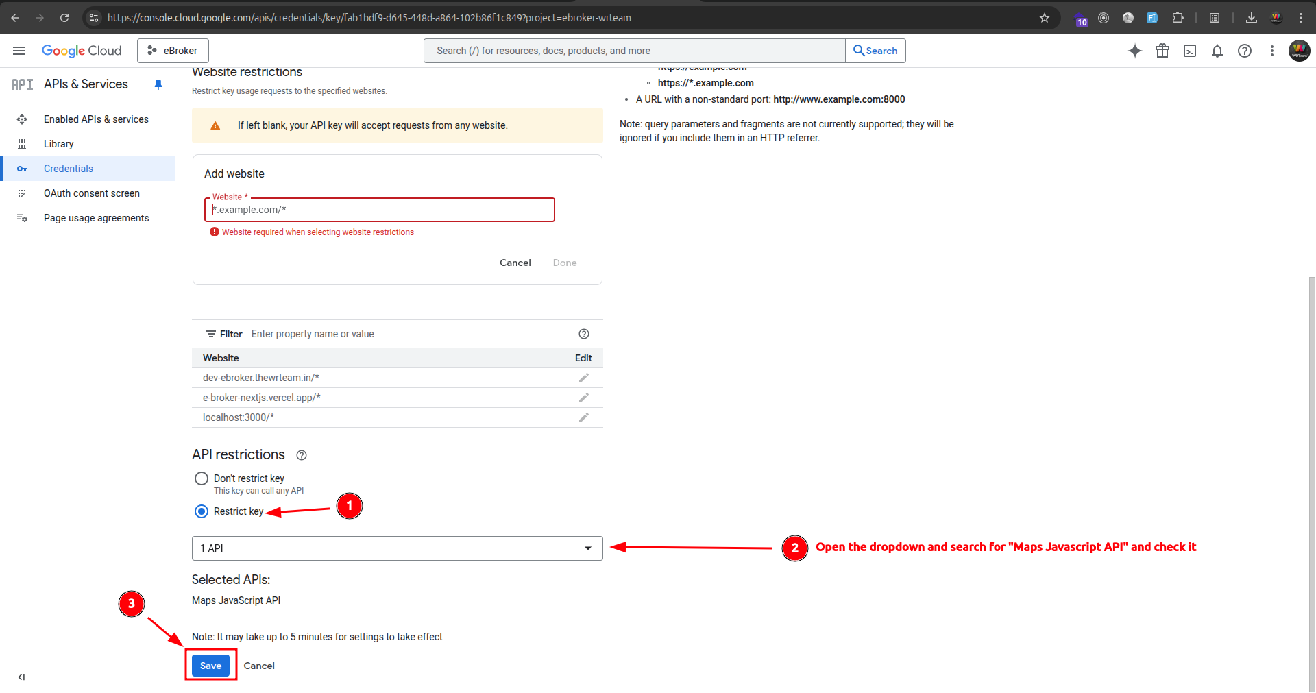 Restricting API Key S4