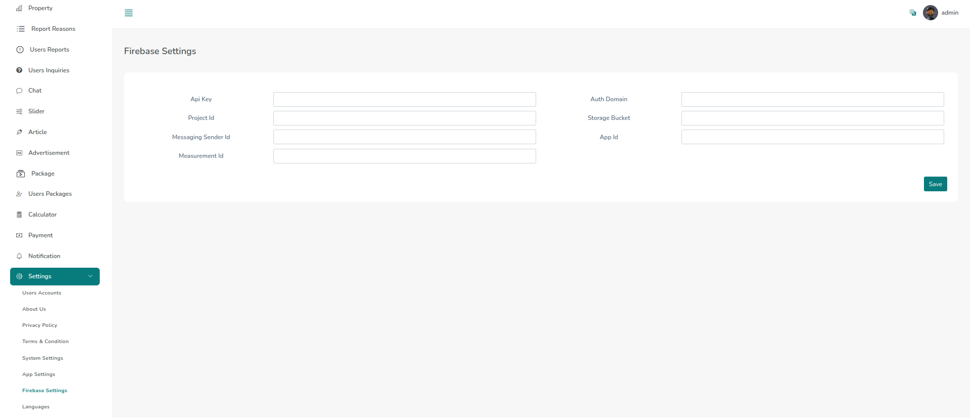 System Firebase Settings