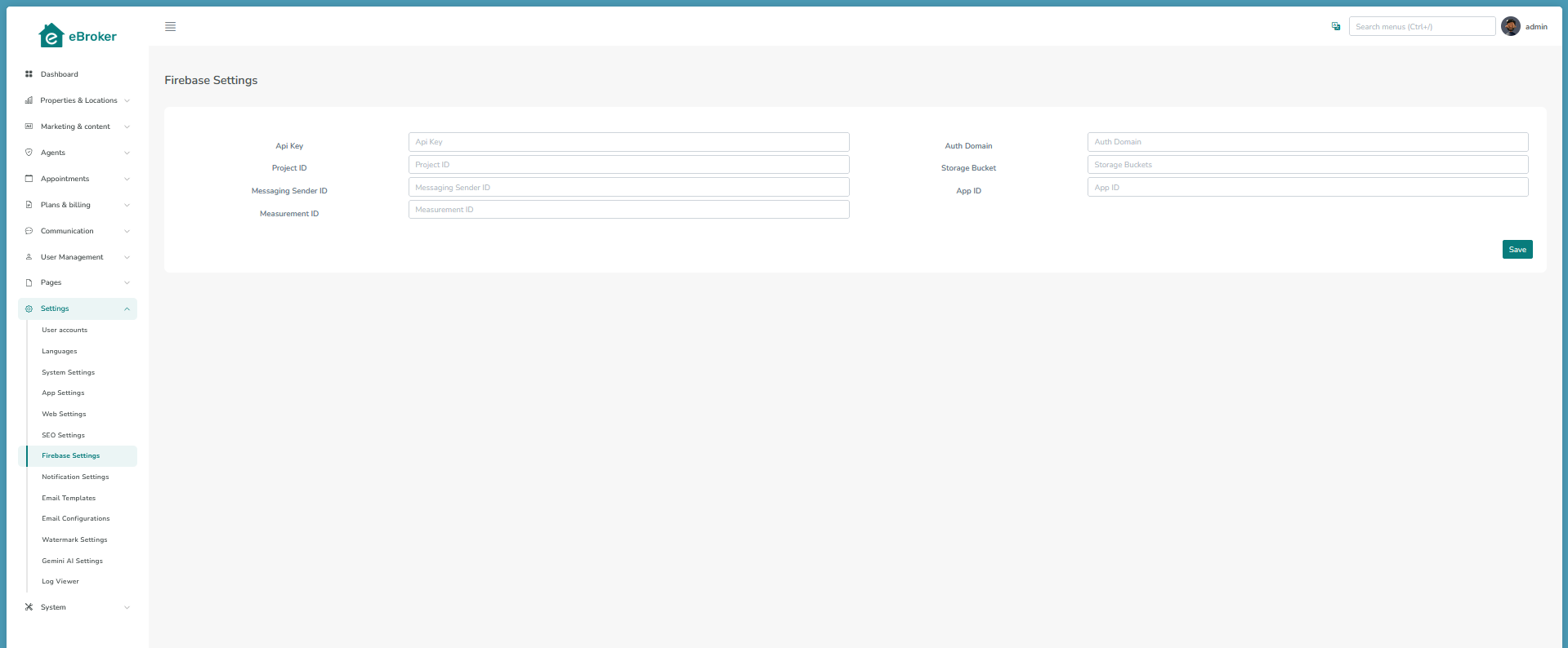 System Firebase Settings