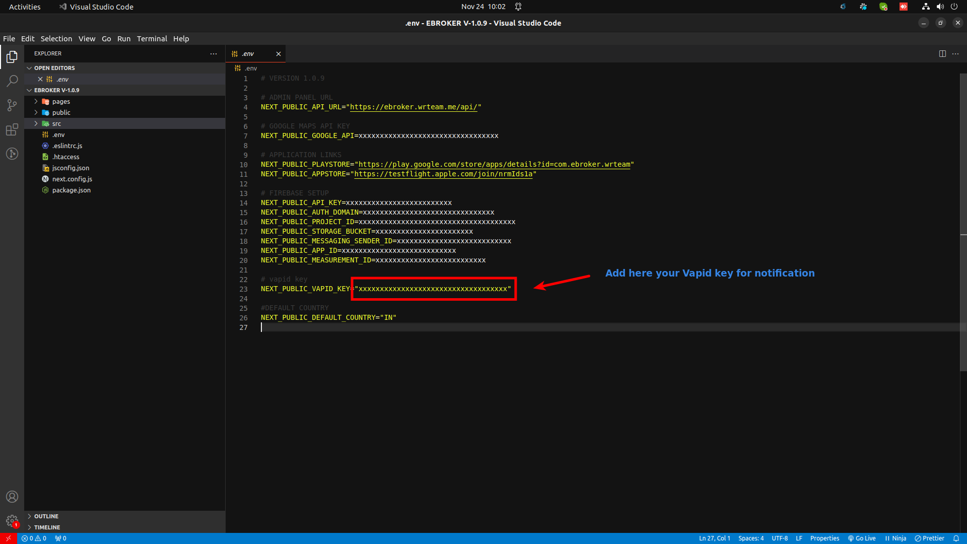 VAPID API Configuration