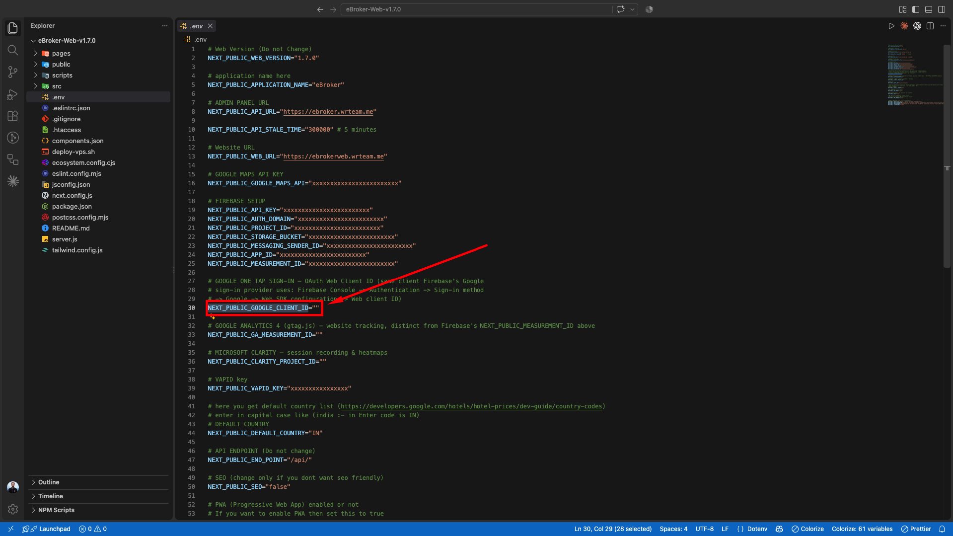 Set NEXT_PUBLIC_GOOGLE_CLIENT_ID in .env