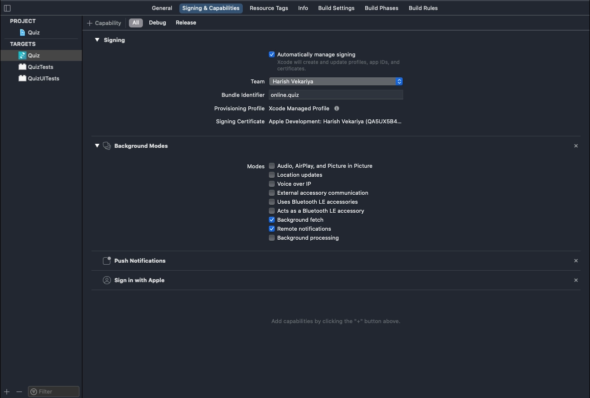 Xcode Notification