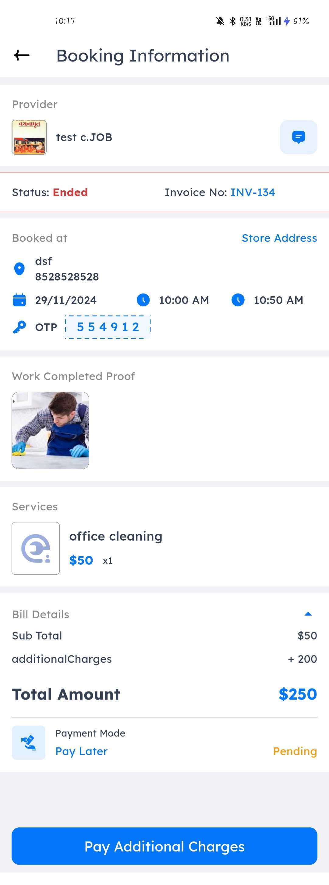 Booking Details Customer App