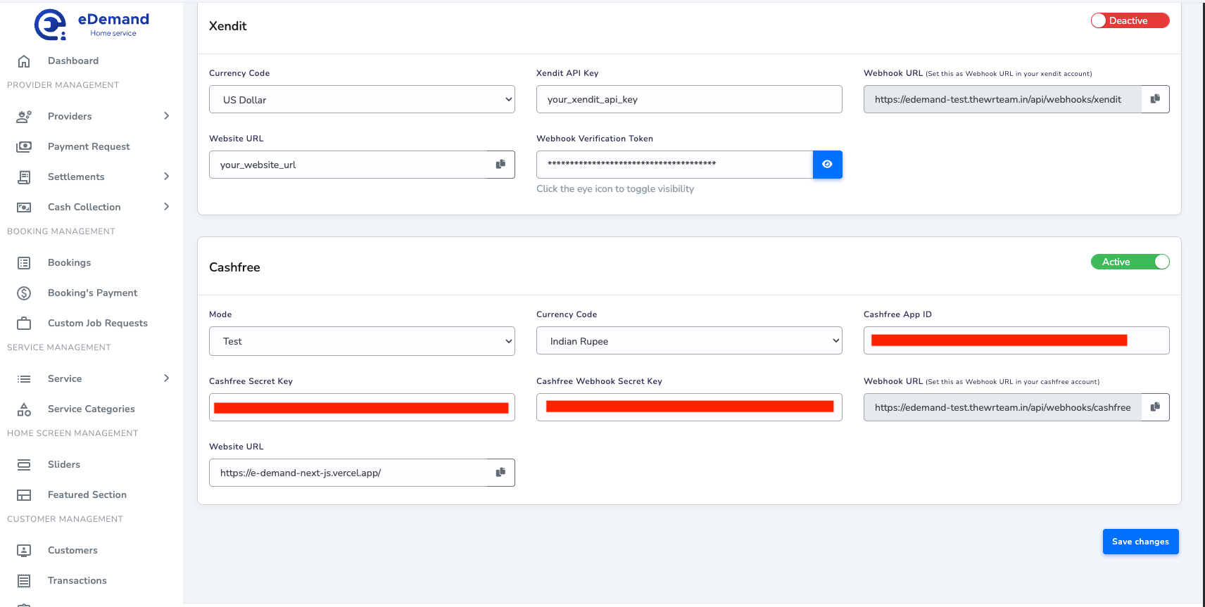 Cashfree PG Settings