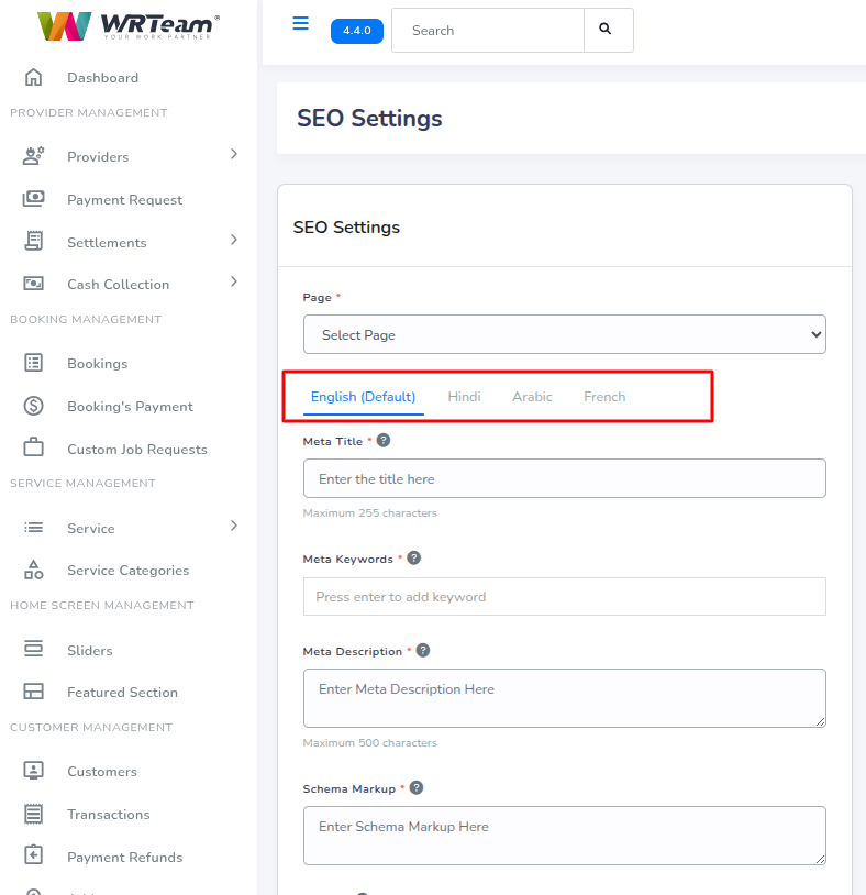 Seo settings general
