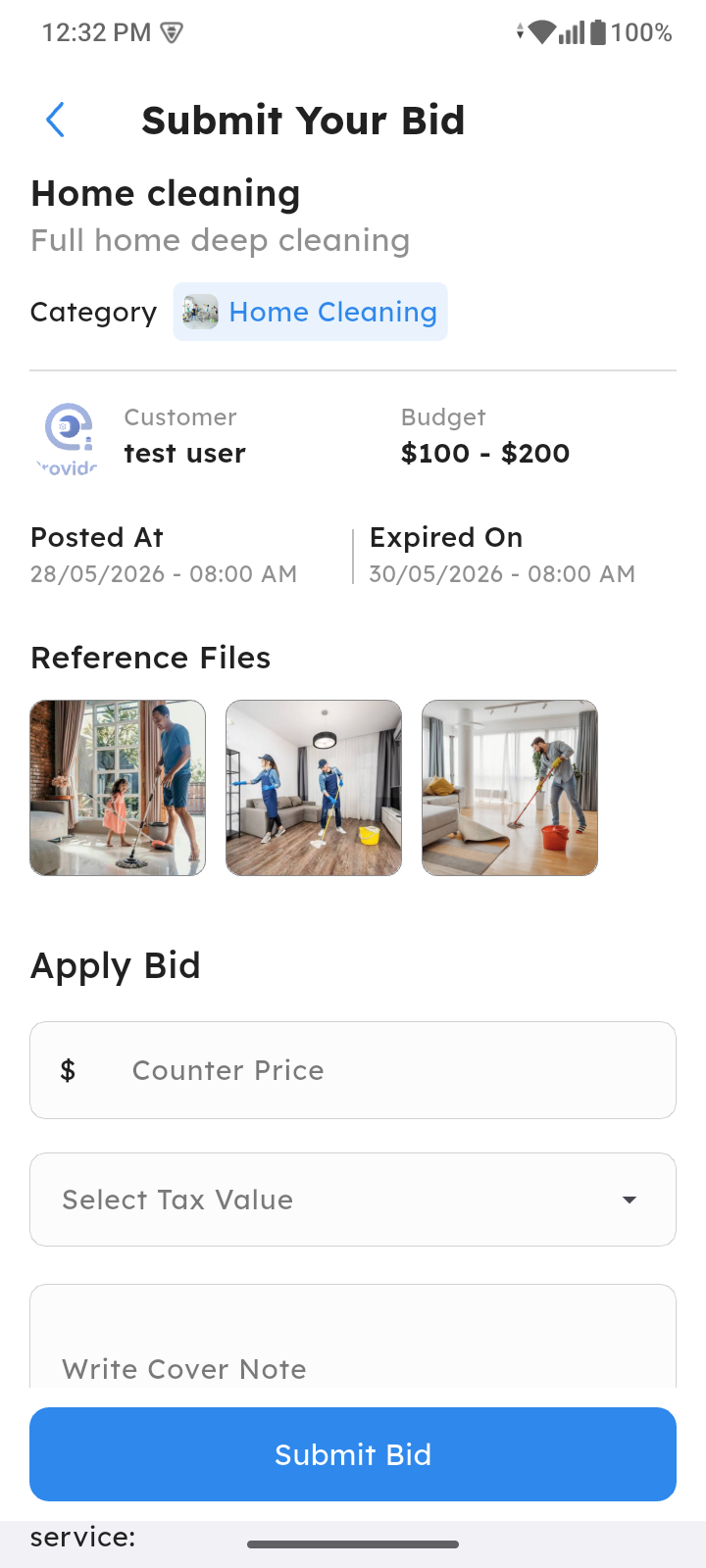 Submit Bit Provider App