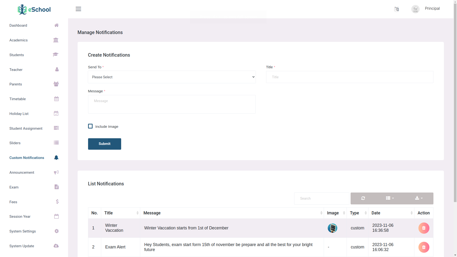 eSchool Admin Panel