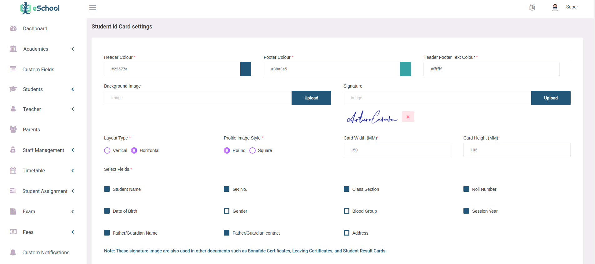 ID Card Settings