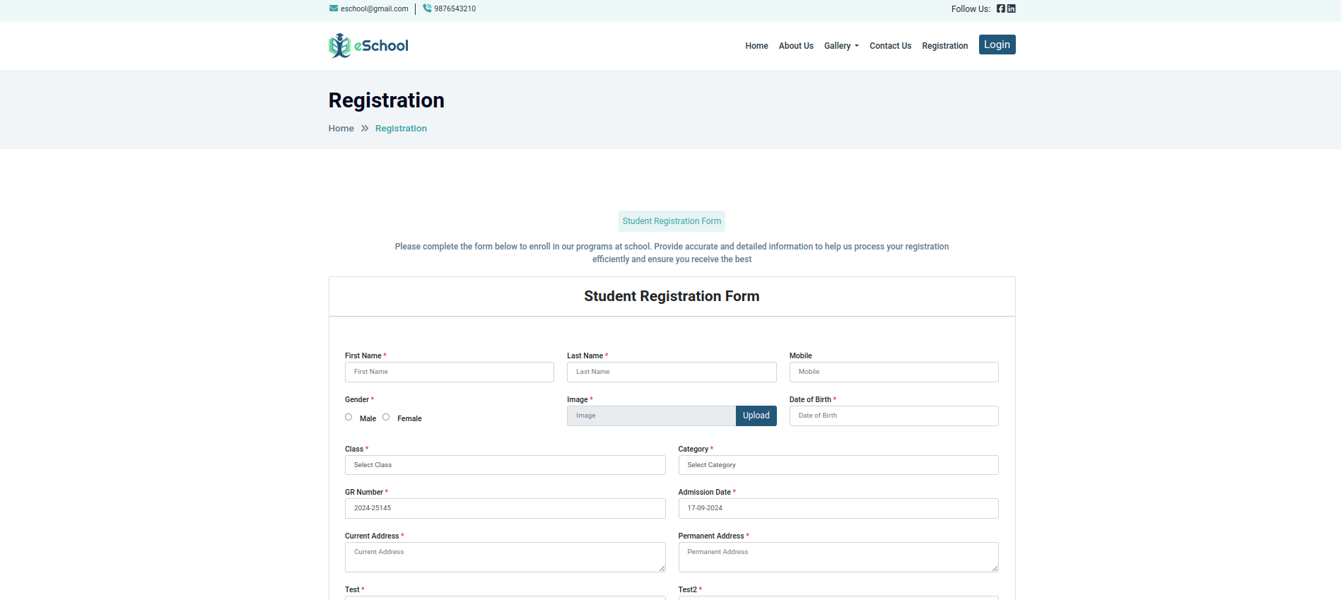 Online Registration Form