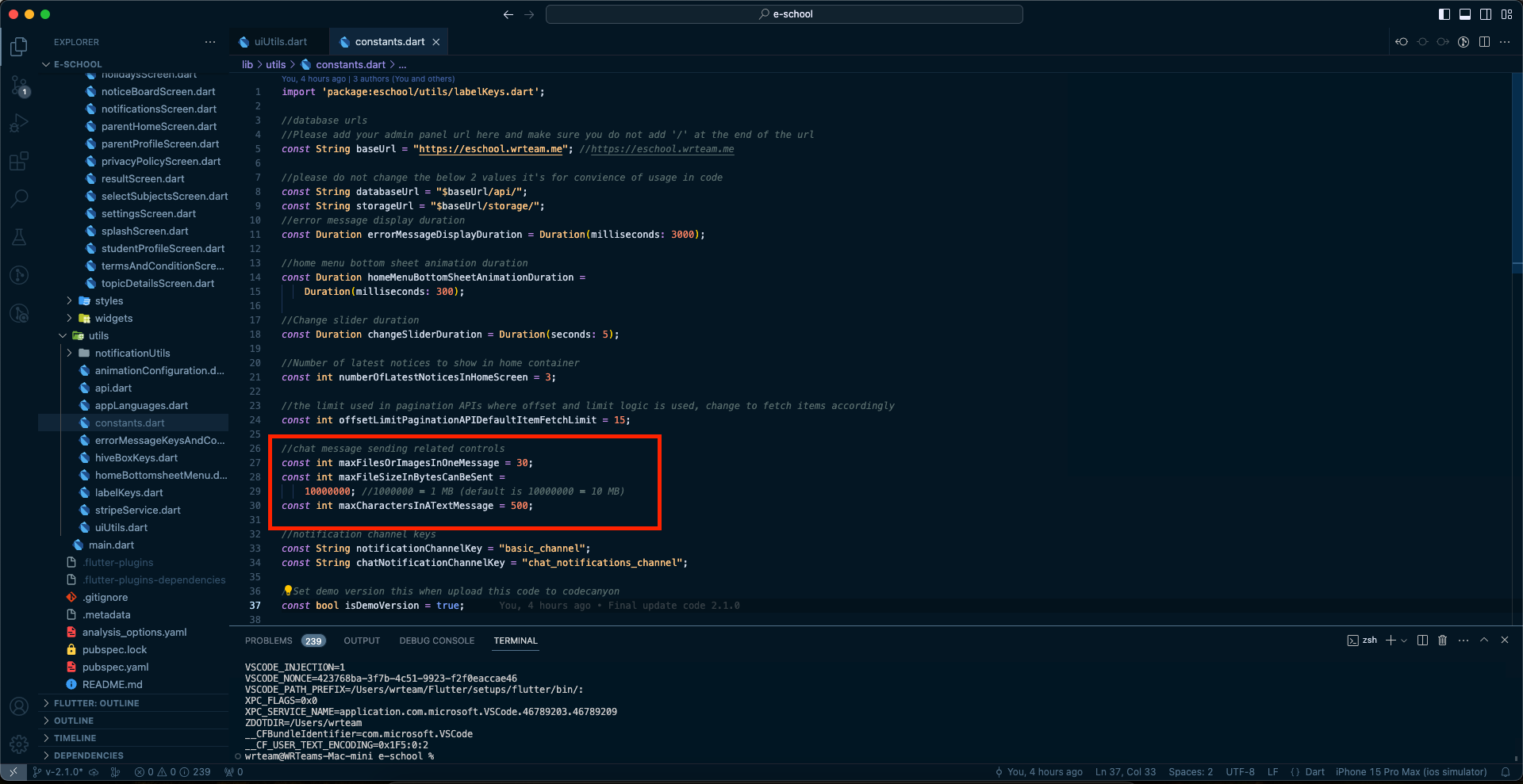Chat Message Constraints