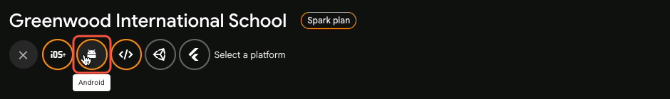 Choose the Android platform
