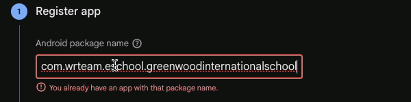 The package name is already registered in this project