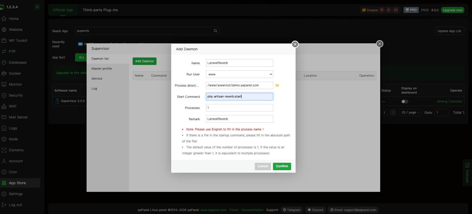 Configure Laravel Reverb Service