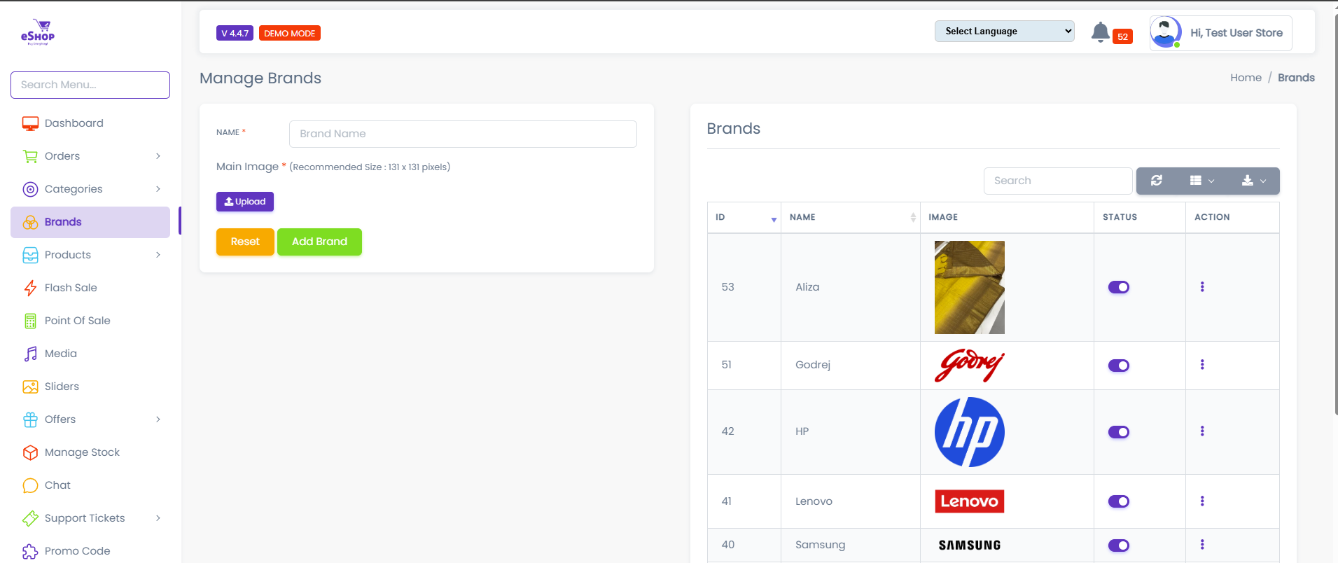 Manage Brands