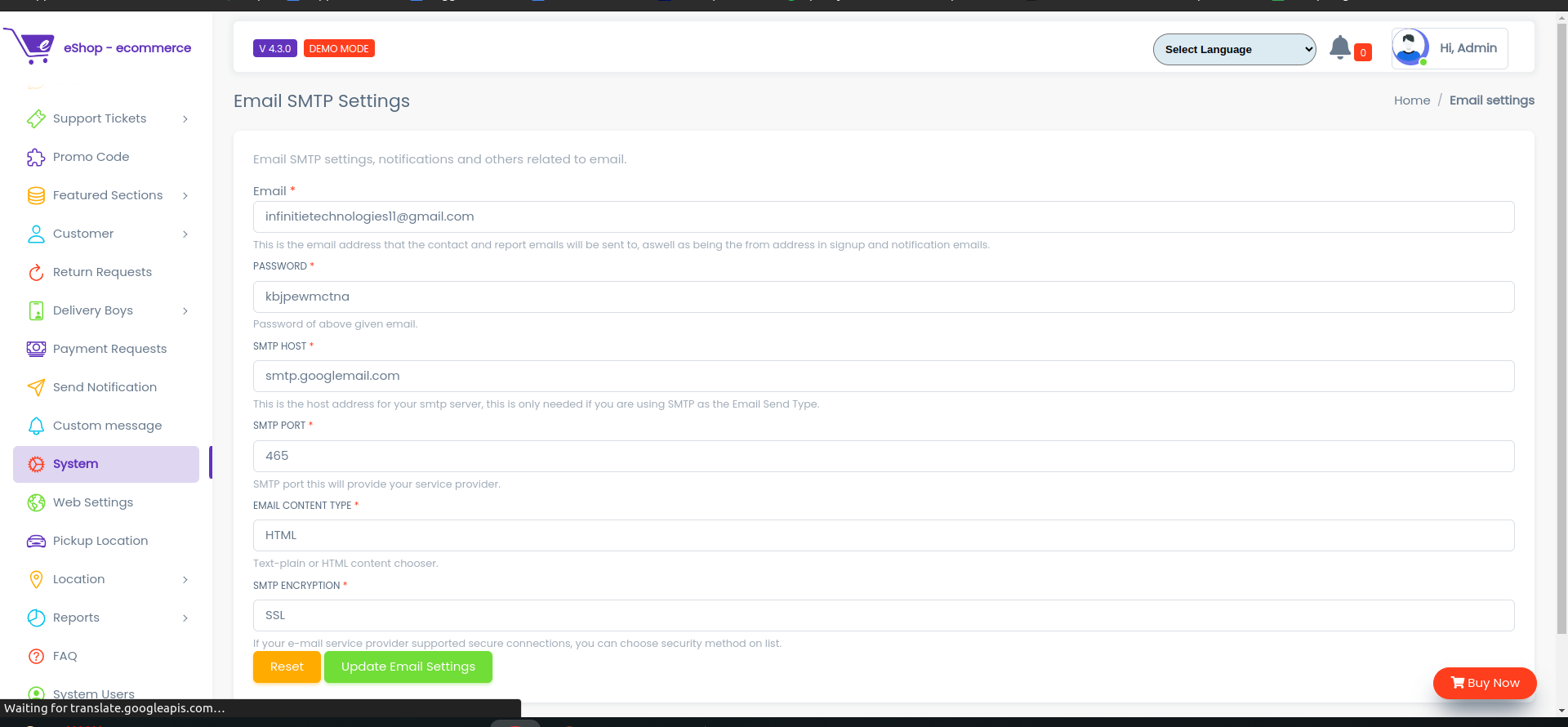 Email Settings