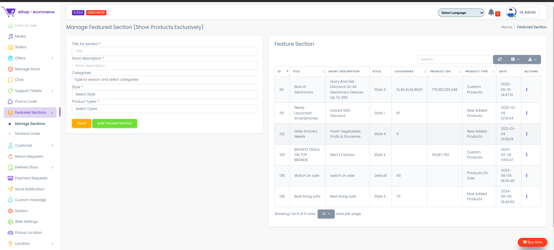 Featured Sections