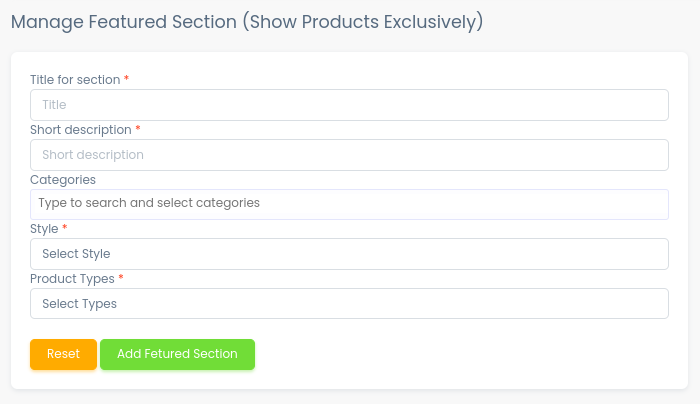 Add Featured Section