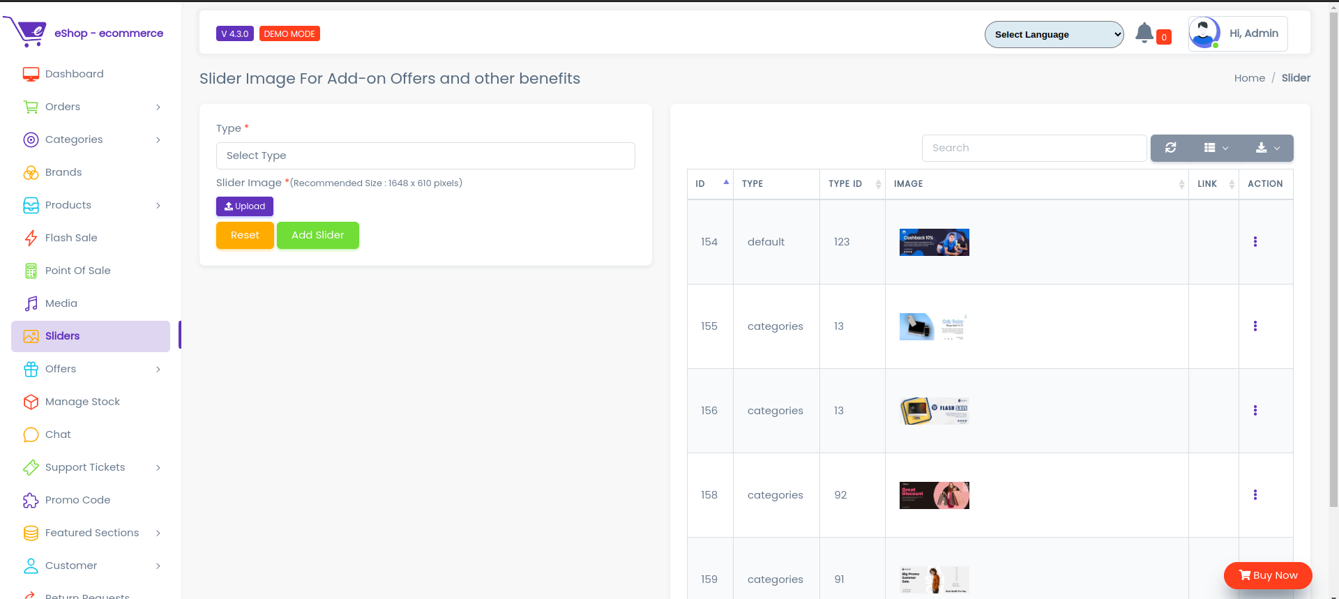 Home Slider Tab