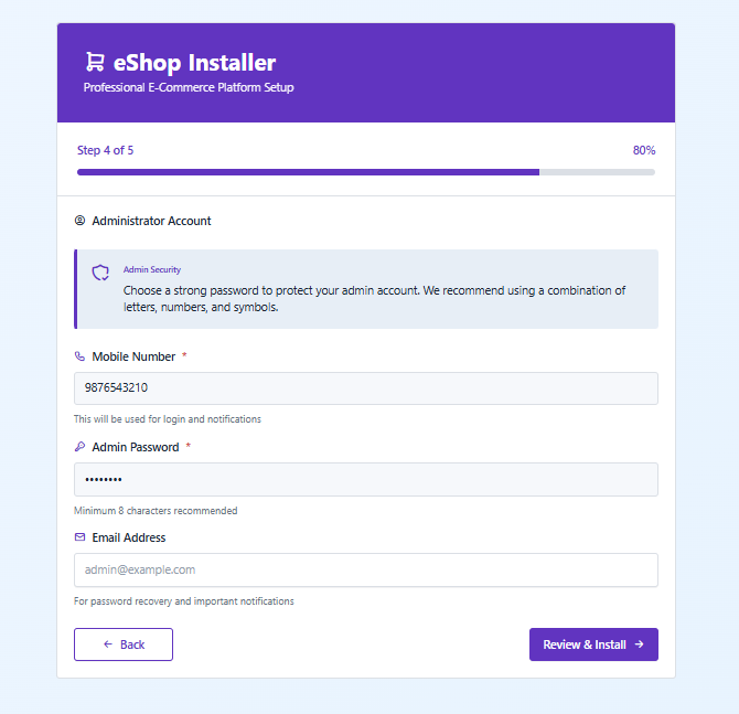Admin Account Setup