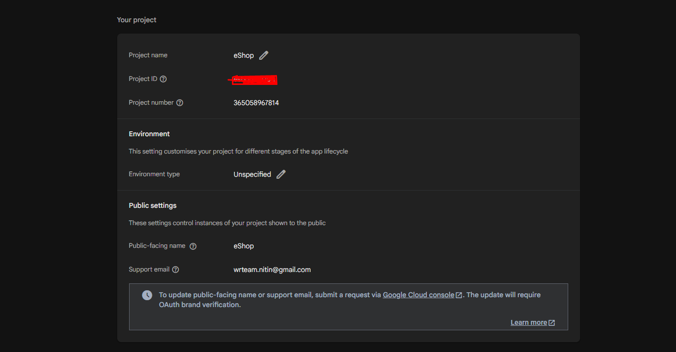 Select project id