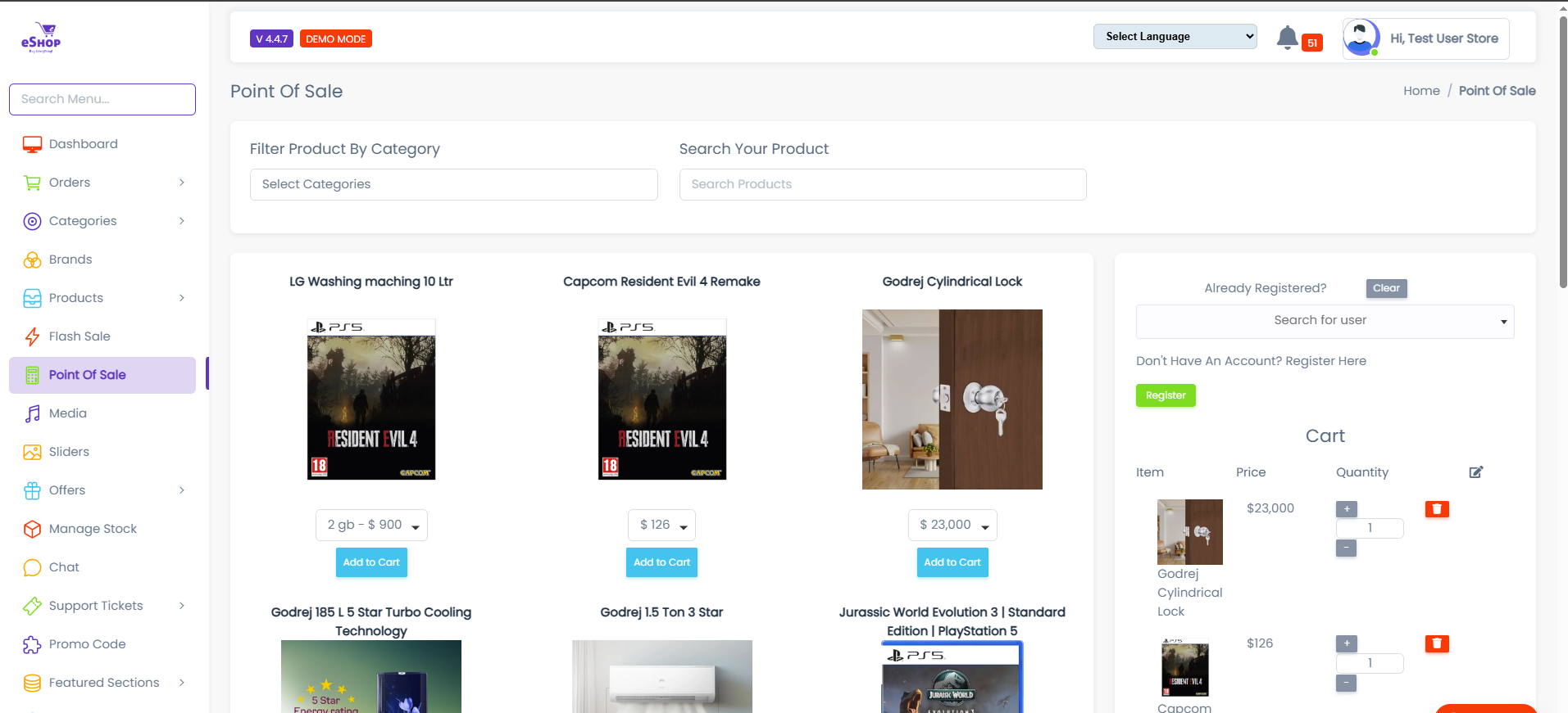Point of Sale Interface