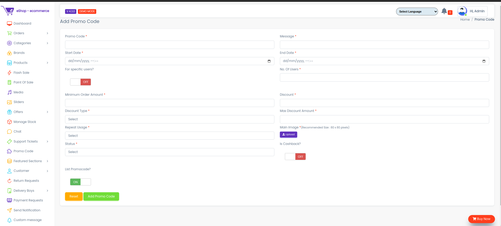 Promo Code Form