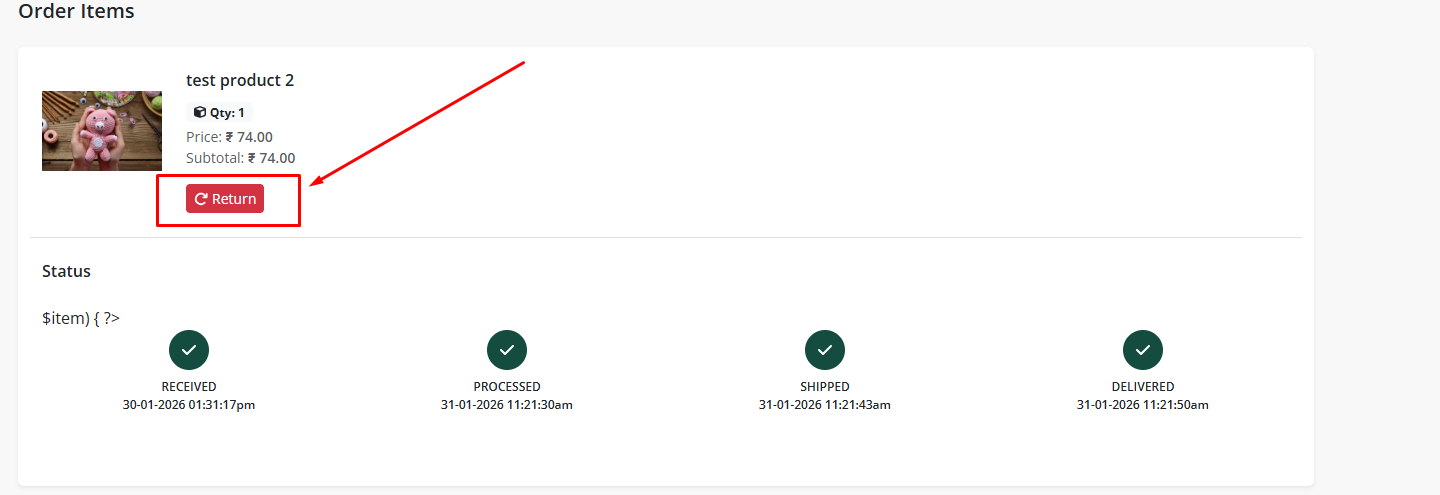 Customer Return Interface