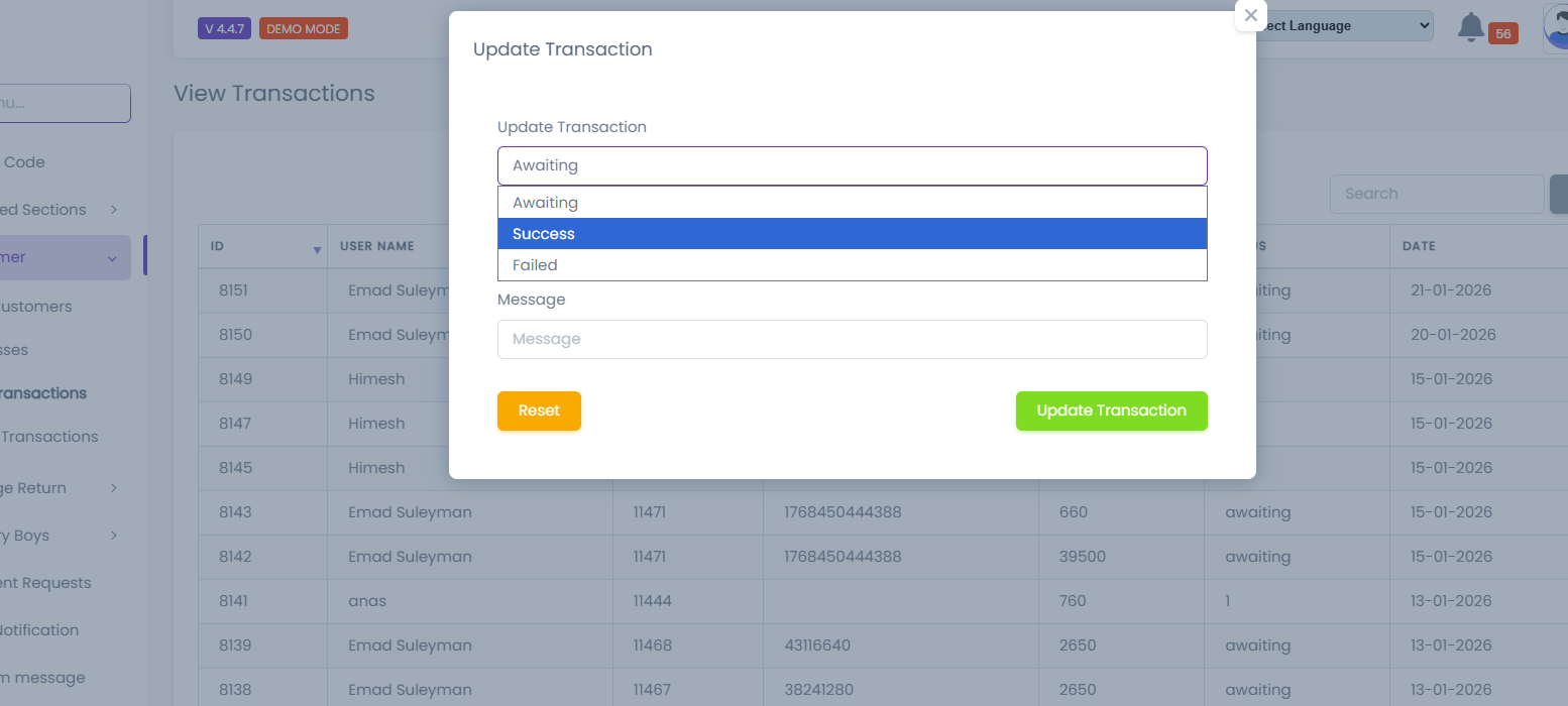 View Transaction