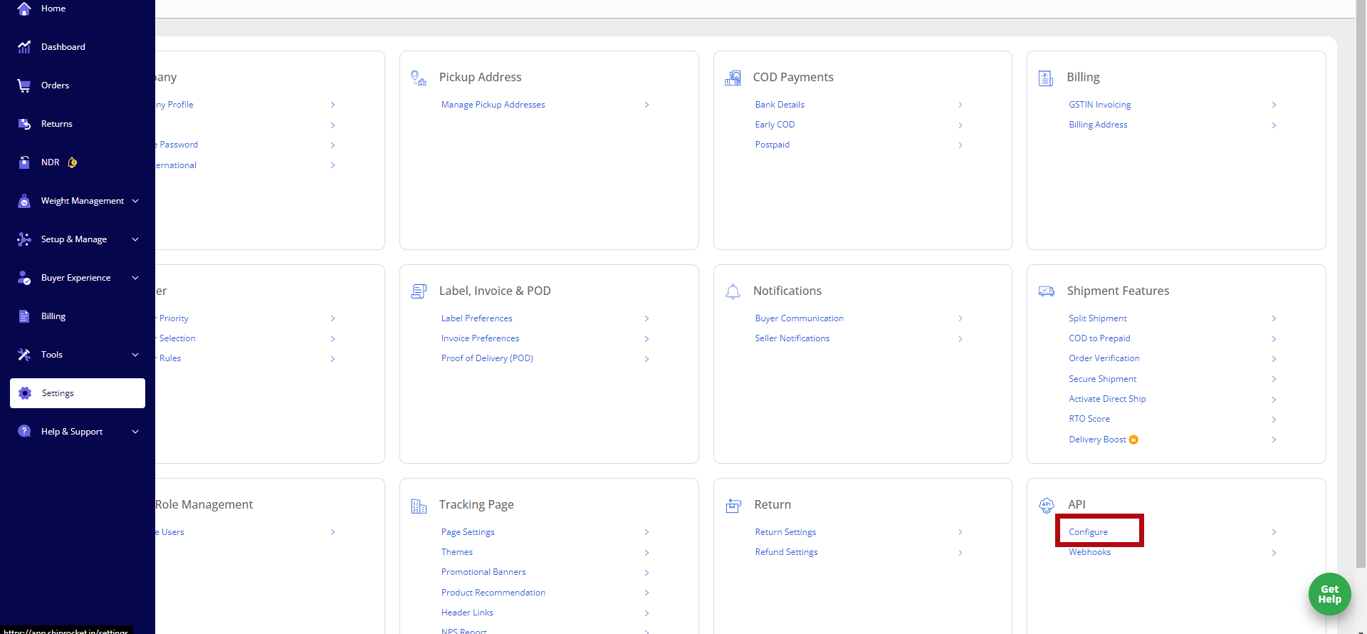 Shiprocket API Config