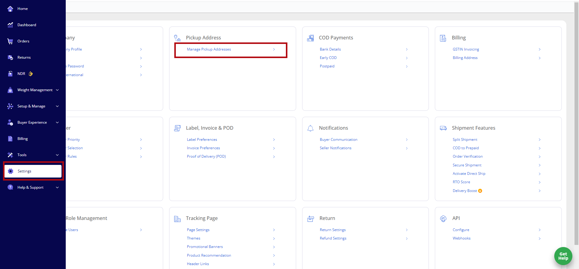 Shiprocket Pickup Location
