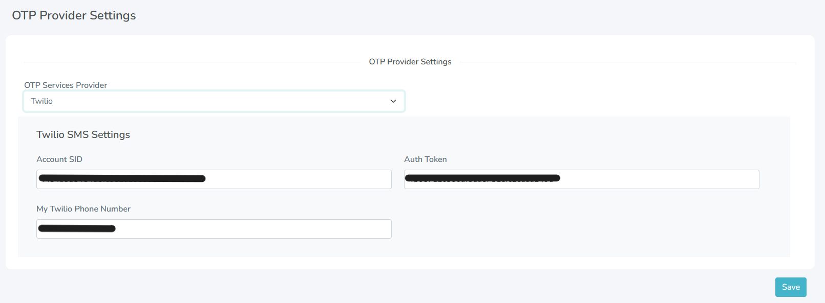 OTP Provider Settings