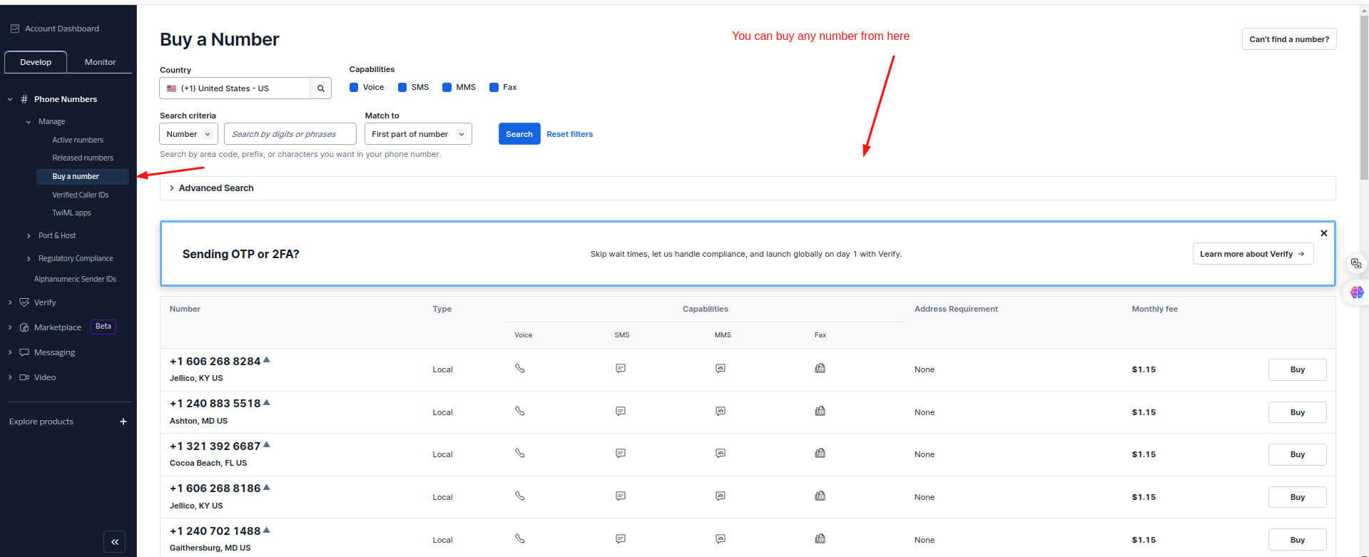 Buy Available Number