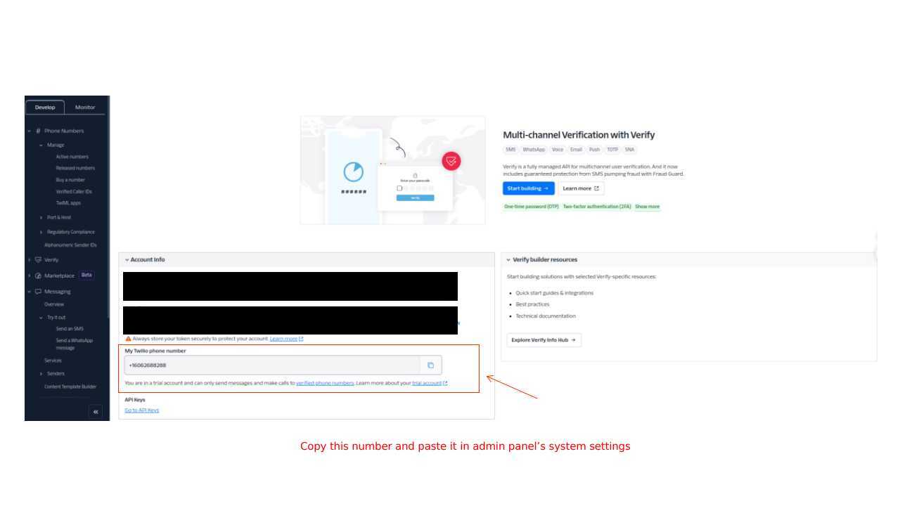 Copy Number to OTP Settings