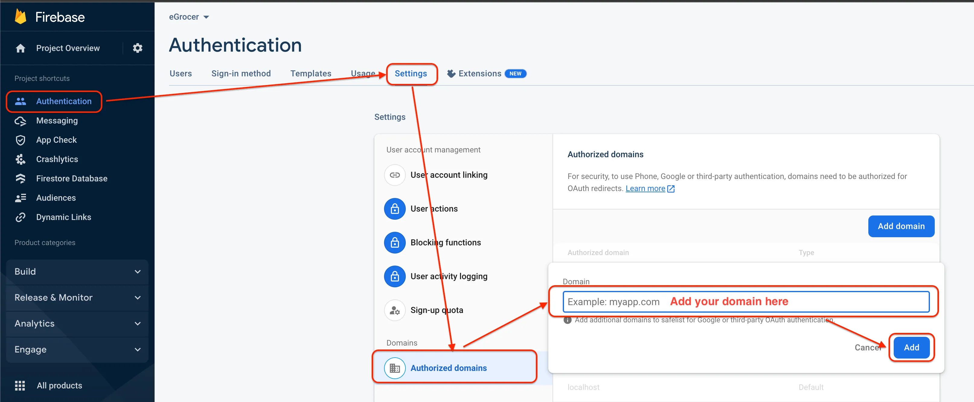 Add Domain for Firebase OTP