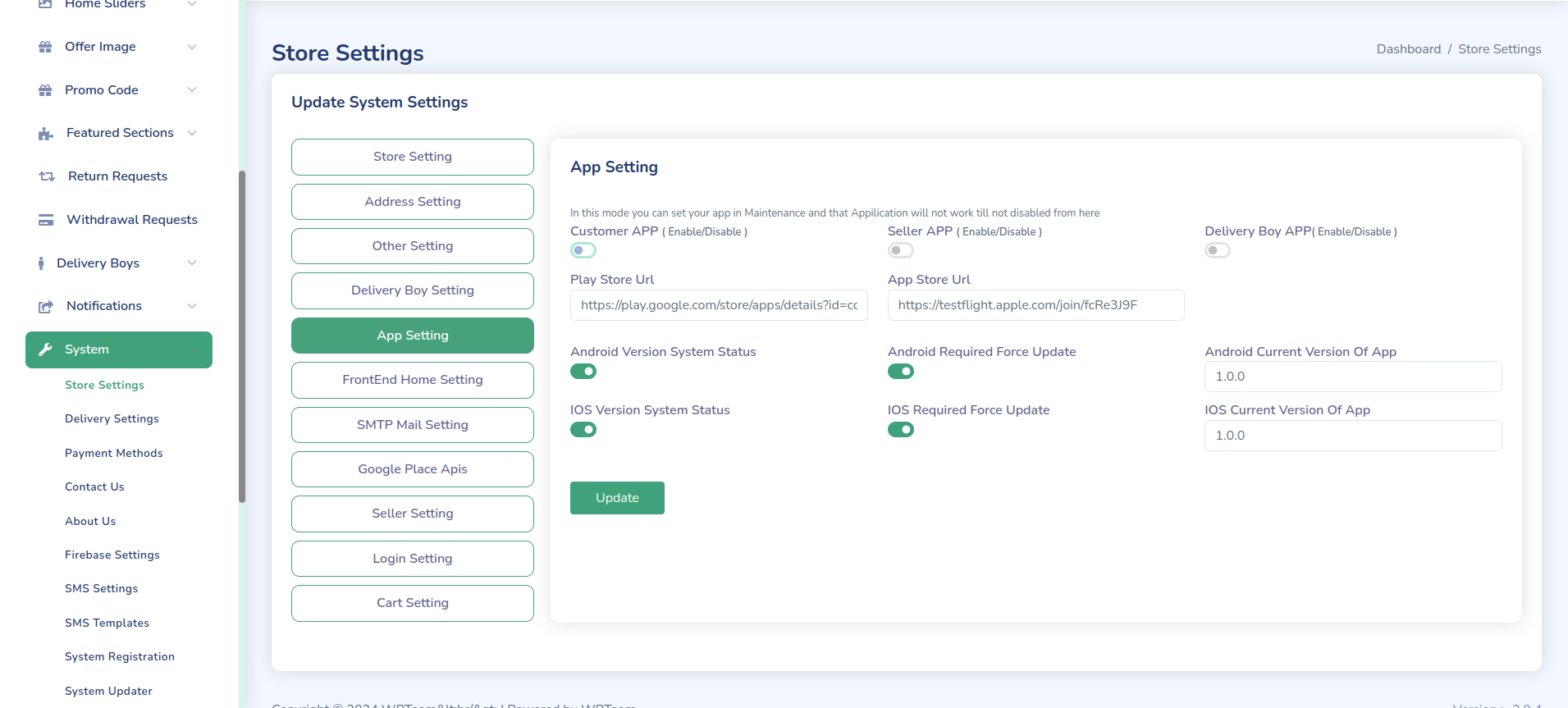 App Settings