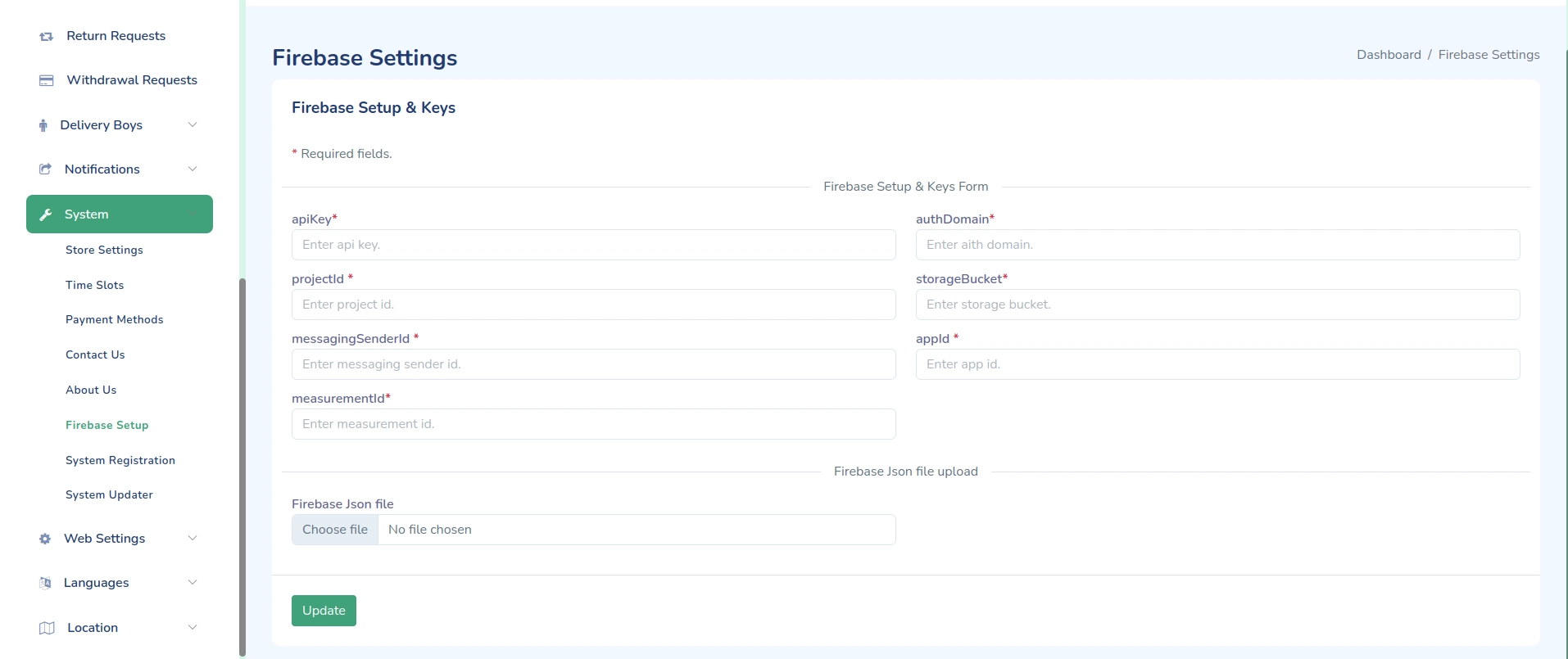Firebase Settings