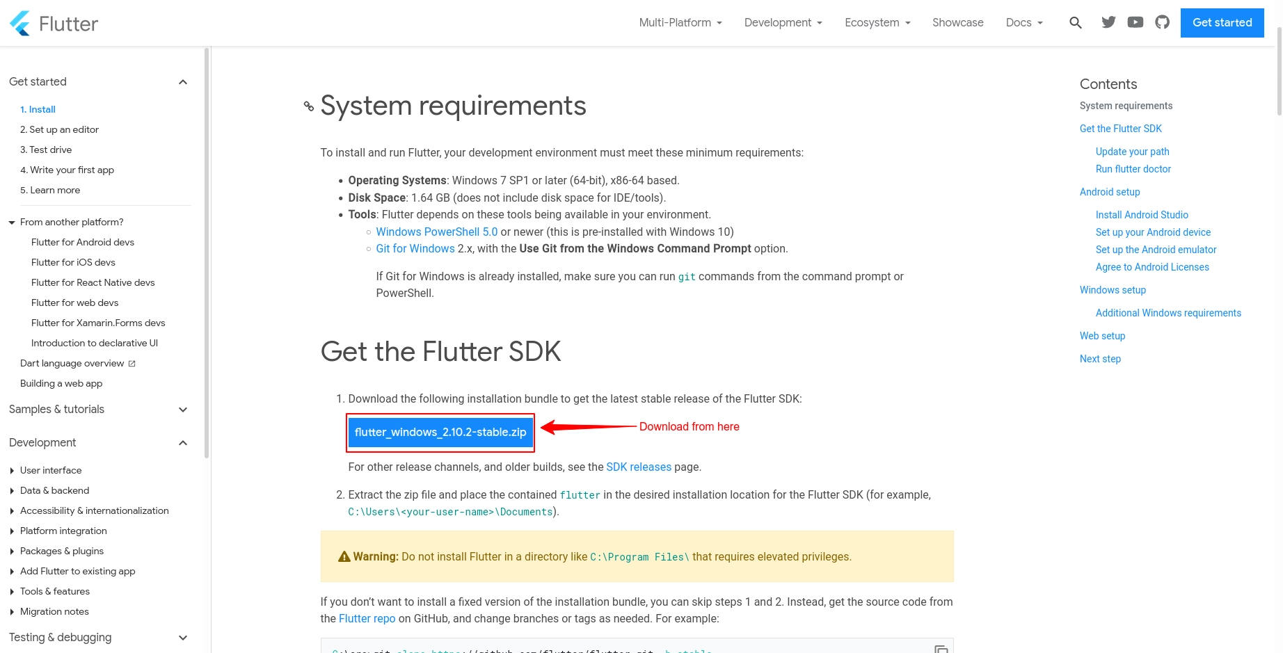 Flutter SDK Download