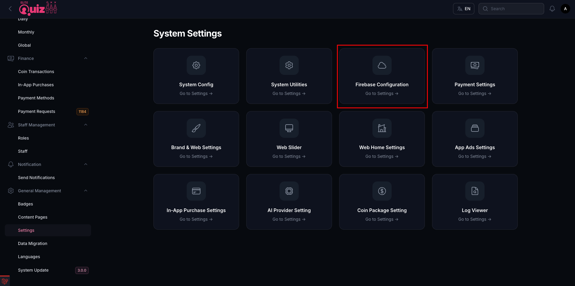 Admin Panel Config
